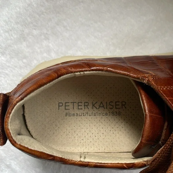 COPY - PETER KAISER, Made in Germany, Cognac Croco Embossed Sneaker, Size 7 - Picture 5 of 8